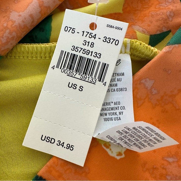 NWT Aerie small Yellow High Waisted Hi Cut Cheeky Bikini Bottoms Crossover New S - Picture 2 of 6